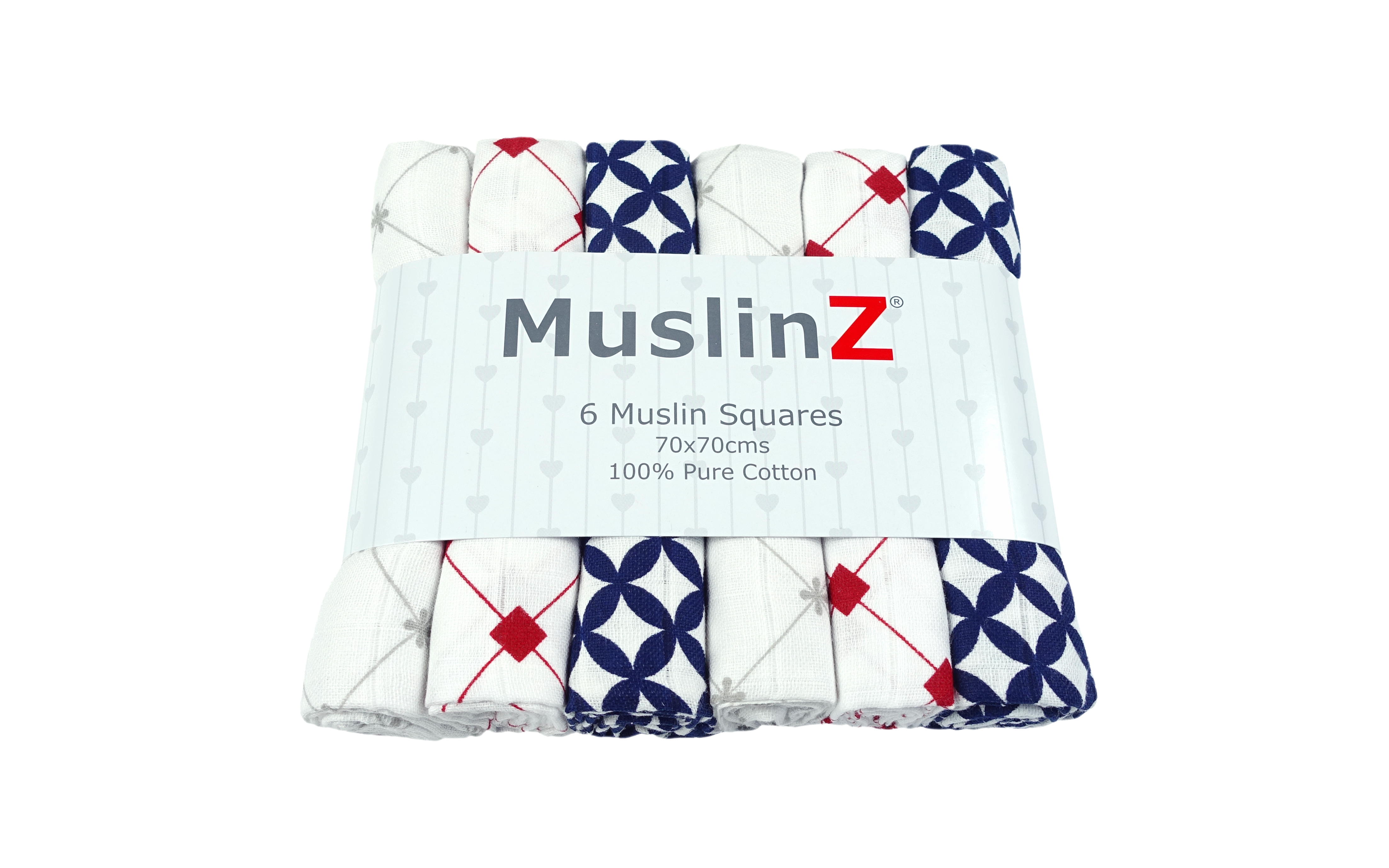 MuslinZ 6PK Baby Muslin Squares Cloths 70cms 100% Pure Soft Cotton Woodland 